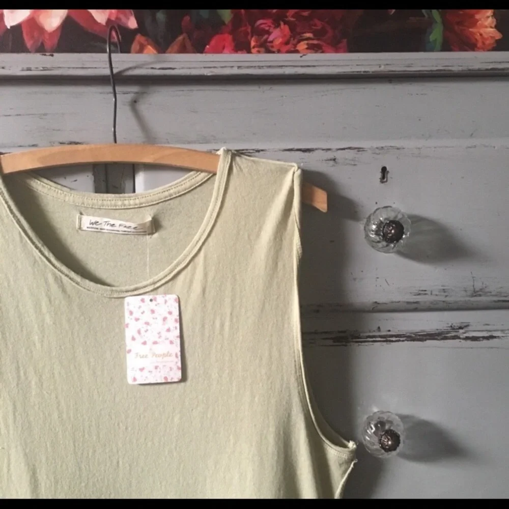 Free People Matcha Green Sleeveless Peplum Top
